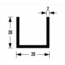 U-PROFIEL ALUMINIUM BRUTE 20X20X20X2MM 500CM