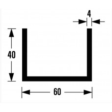 U-PROFIEL ONGELIJKZIJDIG ALUMINIUM BRUTE 40X60X40X4MM 600CM