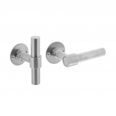 DEURKRUK L/T-MODEL RECHT + RONDE PLATTE ROZET 50X2MM RVS GEBORSTELD