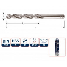 HSS-G SPIRAALBOOR, DIN 338, TYPE N, ø8,7 KVP (VPE 1)