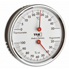 TFA THERMOMETER / HYGROMETER ANALOOG Ã˜71MM - MET MESSING RING ( STUK(S) )
