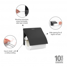 BRABANTIA RENEW TOILETROLHOUDER MET KLEP MATT BLACK
