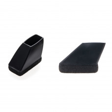 STOELPOOTDOP MET VILT FRITS RECHTHOEK SCHUIN 27 X 12 MM ZWART 8 ST