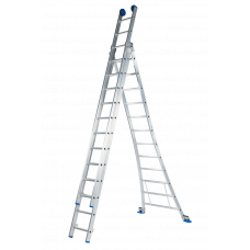 BOUW-LADDER, 3 X 12 SPORTEN, NIET VRIJST+VOETJES