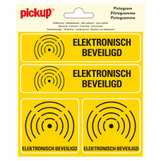 STICKER ELEKTRONISCH BEVEILIGD 150X150 MM 4 OP 1