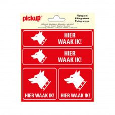 STICKER HIER WAAK IK ! 150X150 MM 4 OP 1