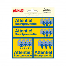 STICKER ATTENTIE BUURTPREVENTIE 150X150 MM 4 OP 1