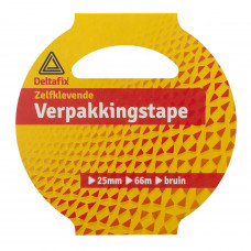 VERPAKKINGSTAPE IN HULS BRUIN 66 M 25 MM