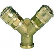LUCHTDRUKVERDELER 2 SNELKOPPELINGEN, R 3/8" BINNENDRAAD