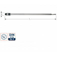 VERLENGSTUK 1/4'' E6.3 MET SNELSPANAANSLUITING L=300