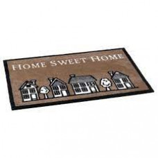 MULTICOLOR SCHOONLOOPMAT HOME BRUIN + PRINT HUISJES 50 X 75