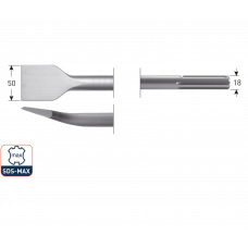 SDS-MAX TEGELBEITEL, GEBOGEN,50X300